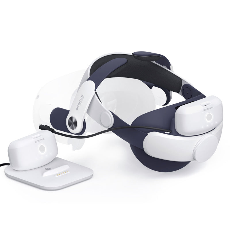 BOBOVR M2 Plus-2 For Oculus Quest 2 VR Glasses Replacement Head Strap with 2 5200mAh Magnetic Battery Pack and Charging Station BOBOVR M2 Plus-2 For Oculus Quest 2 VR Glasses Replacement Head Strap with 2 5200mAh Magnetic Battery Pack and Charging Station